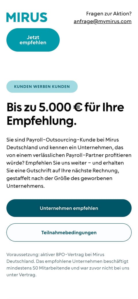 Mirus Landingpages