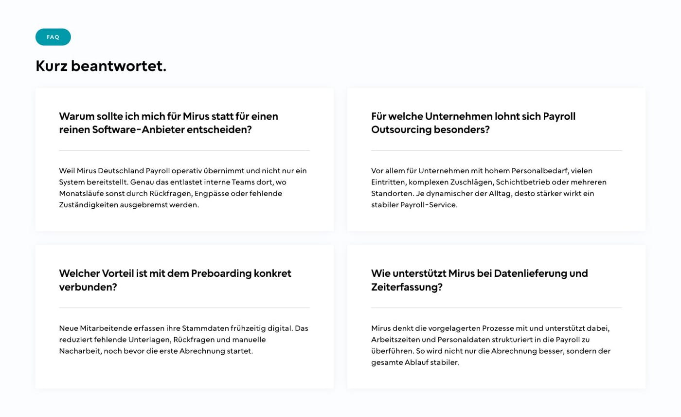 Mirus Landingpages