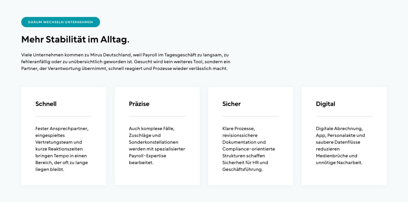 Mirus Landingpages